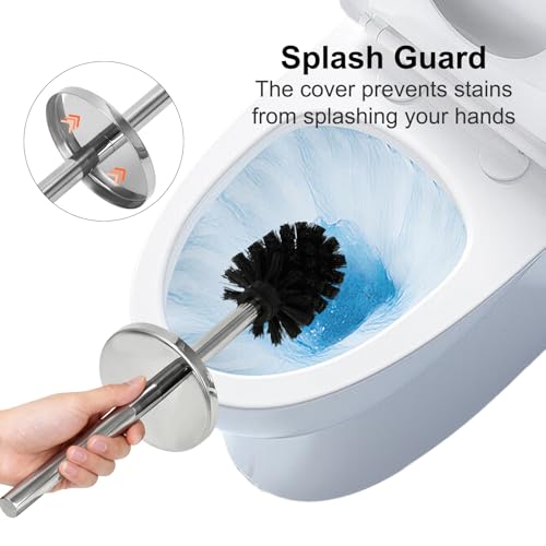 Toilet Brush and Caddy, Stainless Steel Toilet Bowl Brush and Holder, Toilet Bowl Cleaner Brush for Bathroom (Silvery) - color: Silvery