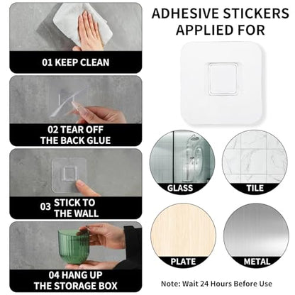 2 PCS Remote Control Holders, Self Adhesive Wall Organizer for Living room, Kitchen, Bathroom, Cabinet, Small Wall Basket for Pen, Pencil & Marker Holder, Home Office & School (Green + Clear)