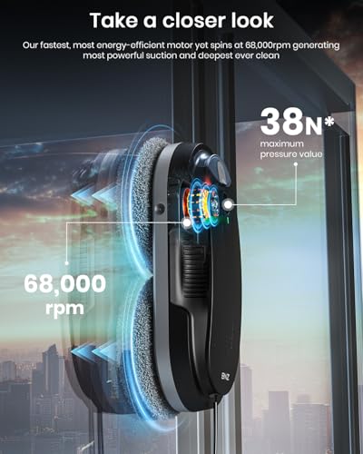 BNZ Smart Window Cleaning Robot, Twin Turbo & Dual Auto-Spray Window Cleaner with Multiple Safety System, AI Path Planning, Frameless Edge Detection, K1 (Matt Black) - color: Matt Black