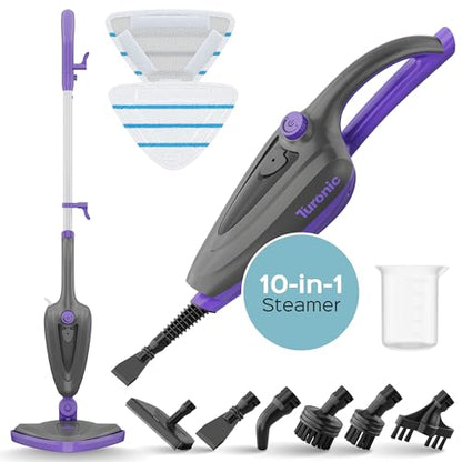 Turonic ST3 10-in-1 Steam Mop - 1500W Floor Steamer with Detachable Handle, 110°C Steam, 25-Min Runtime, Handheld Cleaner for Tile, Grout, Hardwood, Carpet, Upholstery, Chemical-Free Cleaning