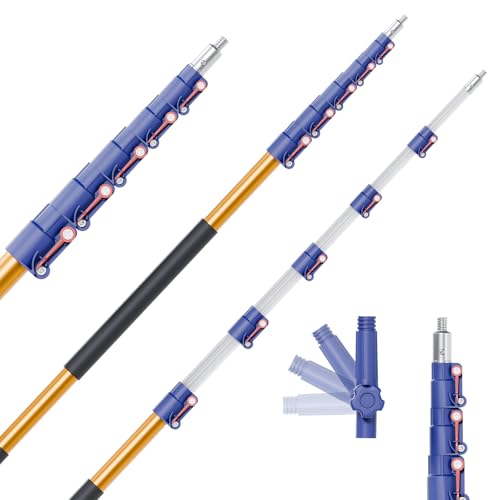 26 Feet High Reach Cobweb Duster with 6-21Ft Extension Pole, Webster Cobweb Duster with Telescopic Aluminum Pole, Spider Web Brush for Outdoor & Indoor Cleaning