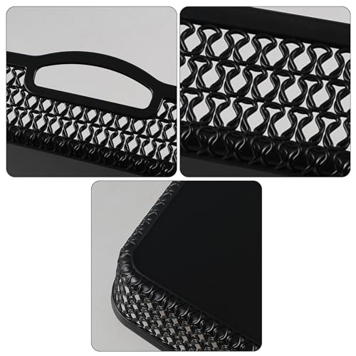 Set of 6 Large Plastic Storage Basket Tray, Black Shallow Paper Basket with Handle