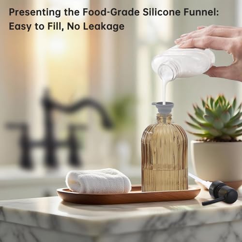 16 OZ Amber Glass Soap Dispenser, Amber Stripe Bathroom Hand Soap Dispensers with Stainless Steel Bronze Pump,Brown Glass Kitchen Hand Soap Dispenser with Oil Rubbed Bronze Pump - color: Oil Rubbed Bronze+amber, size: 1-Pack