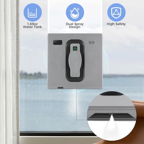 Window Cleaning Robot, Robot Window Cleaner with Intelligent Control/APP Control, Automatic Windows Vacuum Cleaner Glass Cleaner with 3 Cleaning Mode for Home Office, 50ml/1.69oz Water Tank Capacity