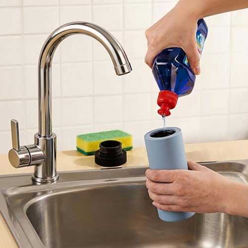 Dish Soap Dispenser for Kitchen, Silicone Squeeze Bottle for Dish Detergent (Light Blue) - color: Light Blue