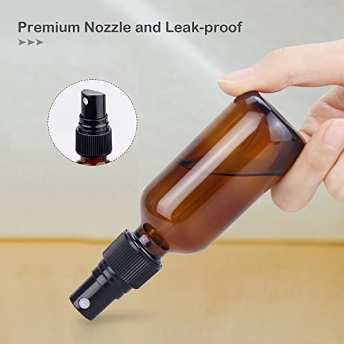 Wedama 2 oz Mini Glass Spray Bottles, Empty Small Spray Bottles with Funnel Dropper, Fine Mist for Hair, Travel, Plants, Cleaning Solutions and Skin Care (4 Pack Amber) - color: Amber, size: 2 Ounce (Pack of 4)