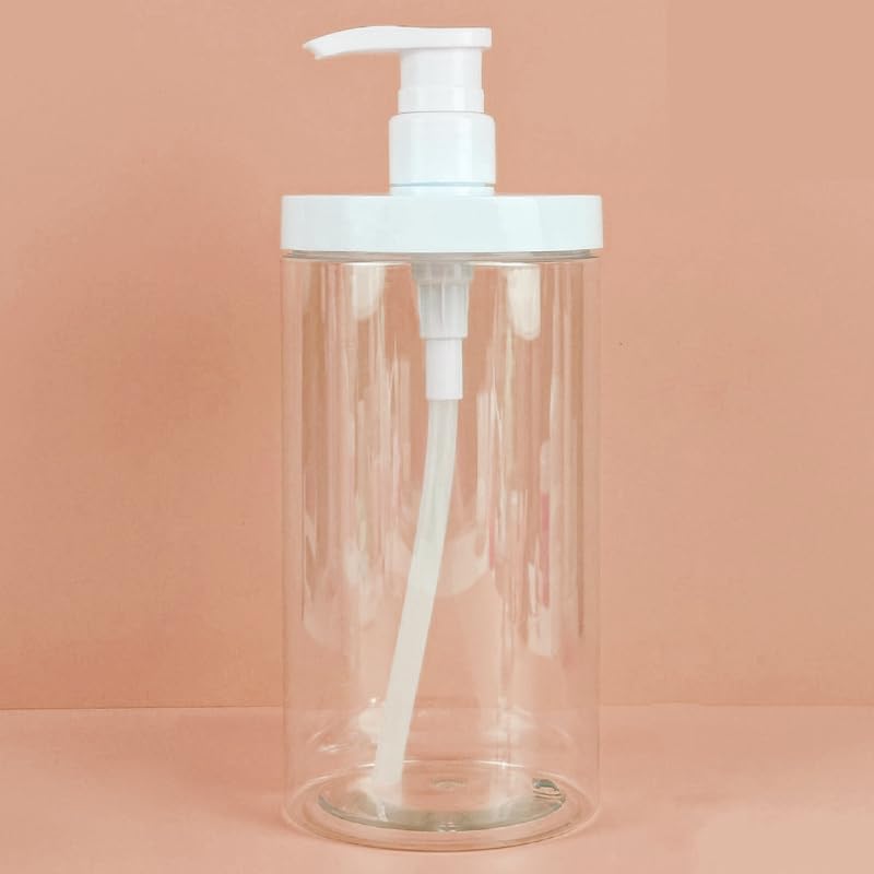 1000ml Pump Bottle Dispenser Plastic Refillable Bottles Wide Mouth Jar Style Empty Bathroom Shower Containers,9inches - size: 9*9*18cm