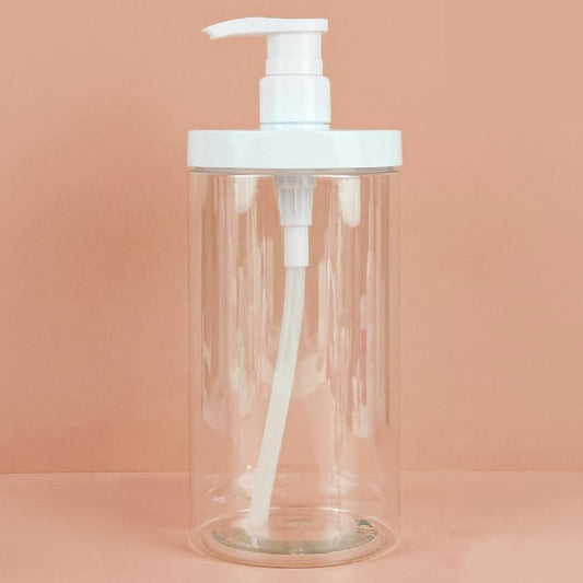1000ml Pump Bottle Dispenser Plastic Refillable Bottles Wide Mouth Jar Style Empty Bathroom Shower Containers,9inches - size: 9*9*18cm