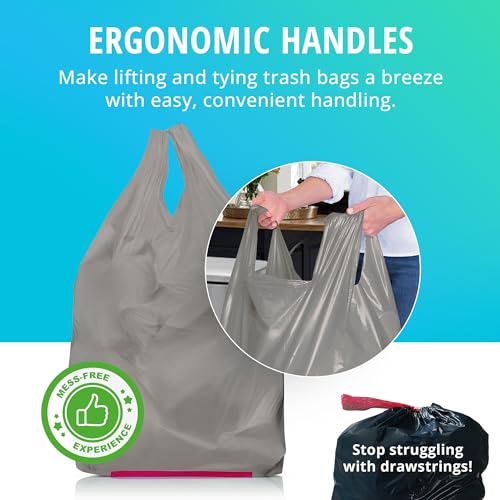 Hippo Sak - Tall Kitchen Garbage Bags with Ergonomic Handles - 13 Gallon Trash Bags Made from Recycled Ocean Bound Plastic - Super Strong and Leak Proof Tall Kitchen Trash Bags (45 Count) - size: 45 Count (Pack of 1)