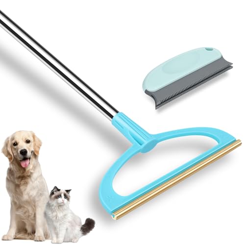 Carpet Rake for Pet Hair Removal, Pet Hair Removal Tool Set of 2, 56” Long Handle Carpet Pet Hair Removal Carpet Scraper Dog Cat Hair Remover for Sofa, Couch, Car, Rug,Stairs