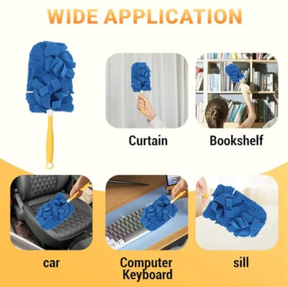 Reusable Duster Refill Compatible with Swiffer - 5 Pack 360° Electrostatic Duster Refills with Handle - Heavy Duty Dusters Refills for Dust, Hair, Furniture, Blinds & Ceiling Fans