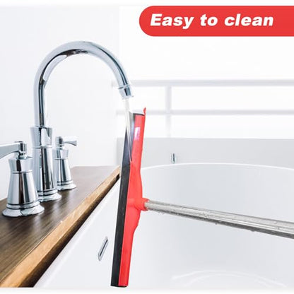 Floor Squeegee Scrubber Adjustable & Detachable Stainless Steel Handle Heavy Duty Household Broom EVA Foam Blade for Garage Courtyard Shower Bathroom Floor Marble Glass Tile Water Foam Cleaning