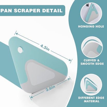 Food Scraper, 2-in-1 Pot and Pan Dish Scraper, Nylon and Silicone, Kitchen Scraper Tools for Cast Iron Skillets, Cookware, Dishes, Pans and Pots, Heat Resistant, Set of 3 - Blue - color: Blue