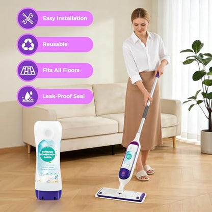 Refillable Solution Bottle for Swiffer Power Mop,Leak-Proof Reusable Empty Cleaner Container, Universal Fit for Any Liquid Cleaner, Easy Install - size: 24 Ounces
