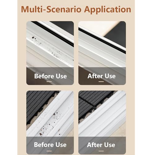 Groove Cleaning Brush 2 in 1 Grout Cleaner Tool Grip Brush Hard Bristle Crevice Cleaning Brush for Sliding Door Track, Window Sill, Window Seal