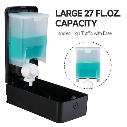 anydry 27oz (800 ml) Manual Wall Mounted Soap Dispenser, Ideal for Commercial Bathrooms Restaurants Hotels, Use with Liquid Hand Soap Shampoo, ABS Black - color: Elegant Black