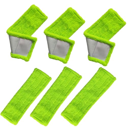 6 Pack Reusable Mop Pads Compatible with 3M Scotch-Brite M-005 Floor Mops, Microfiber Hardwood Floor Mop Pads Wet or Dry Use mop,Fit for Folding mop 15 in*3.9 in mop Head - size: 6-pack