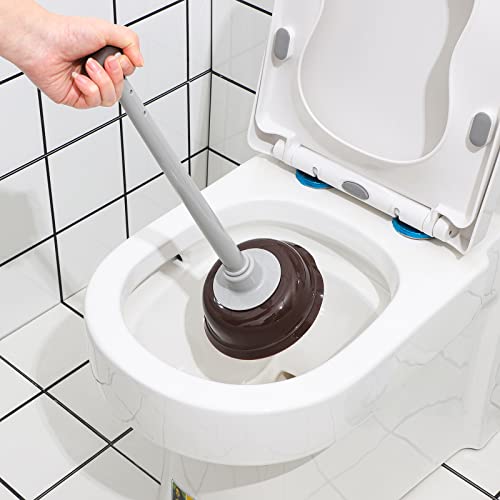 Cq acrylic Toilet Brush and Plunger Set,Grey 3 in 1 Bathroom Scrubber Plunger and Angled Toilet Bowl Brush & Scrubber Combo with Holder and Rim Cleaner for Camper,Rv,Apartment,New Home,Set of 1 - color: Gray