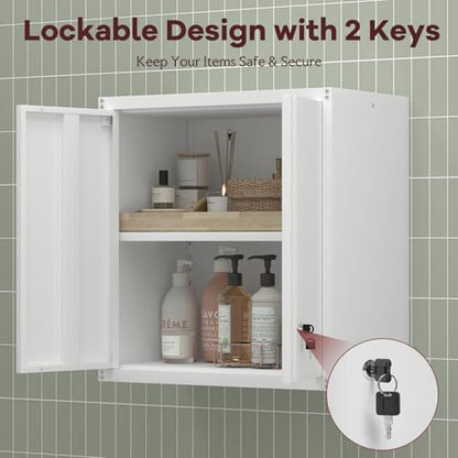 Metal Wall Cabinet,Garage Wall Mounted Cabinets,Steel Locking Cabinet,Metal Wall Cabinets for Office,Wall Cabinets with Doors and Shelves,Garage Cabinets for Home,Basement - color: 28"h-wall Cabinet / White