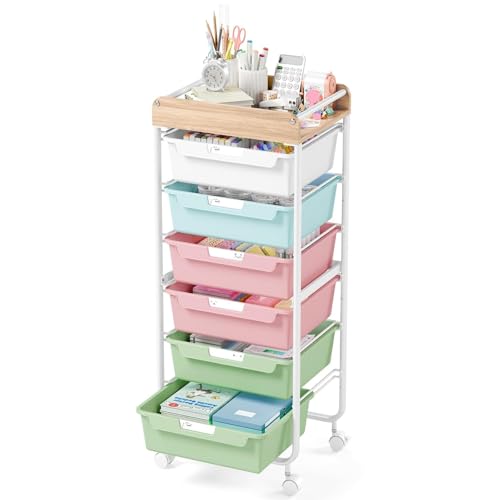 APEXCHASER Utility Cart with 6 Drawers,Rolling Storage Cart for Crafters Artists Kids Teacher Student Storage Arts Crafts & Sewing Study Supplies in Craft Room Dorm Classroom Kids Room-Colorful - color: Colorful, size: 6-Drawers