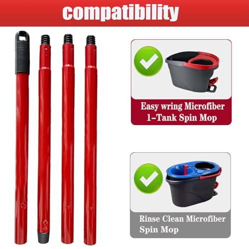 Mop Handle for Ocedar, Spin Mop Handle for O Cedar 4-Section 28.5-to-55inch Mop Replacement Stick Compatible with Ocedar Easy Wring Mop Refills Germany Screw Joint - size: 1 Handle
