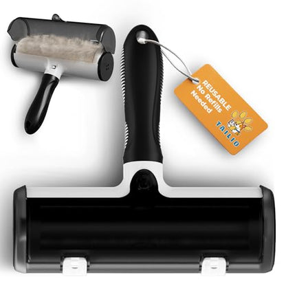 Pet Hair Remover and Reusable Lint Roller - Cat and Dog Hair Remover for Couch, Furniture, Carpet, Clothing and Bedding - Portable, Multi-Surface Fur Removal Tool (Black) - color: Black