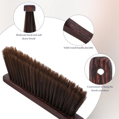 2pcs Metal Dustpan and Brush Set, 12In Extra Large Handheld Dust Pan and Wood Broom,Heavy-Duty Dust Pans Metal Edge Flat Against Floor for Patio/Pet/Car/Outdoor