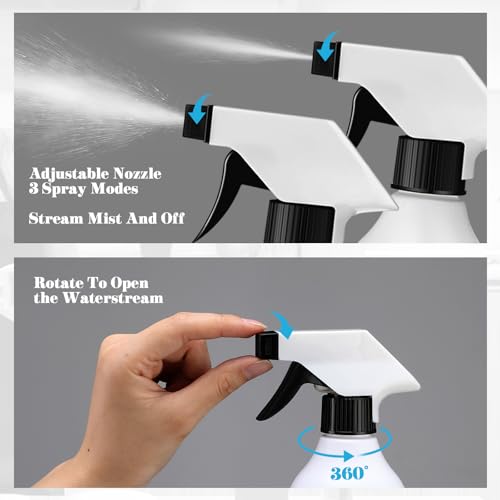 Tanlade 30 Pcs Plastic Spray Bottles 16 oz Leak Proof Squirt Bottle Refillable Empty Spray Water Mist Sprayer with Nozzles for Hair Essential Oil Cleaning Solutions Plants Pets (Black) - color: Black,White