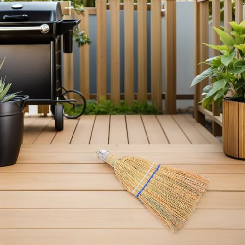 Ipetboom Heavy Duty Outdoor Yard Broom with Straw Bristles, Portable Hand Broom for Garage, Patio, and Garden Cleaning, Hanging Ring for Easy Storage, Concrete and Driveway Sweeping Tool