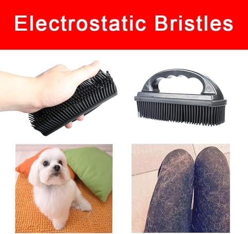 Rubber Brush for Pet Hair Removal - Effective Lint & Fur Remover Red/Black