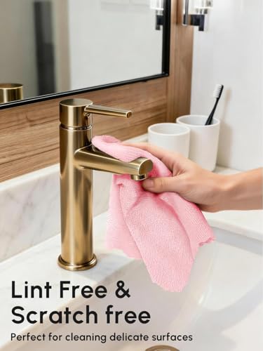 Microfiber Cleaning Cloths Roll, 75 Pack Tear Away Microfiber Towels Roll, 12" x 12" Lint Free Rags, Reusable Cleaning Cloths, Washable, Scratch Free,Ultra Absorbent Dish Rags(Pink) - color: Pink, size: 75 pack