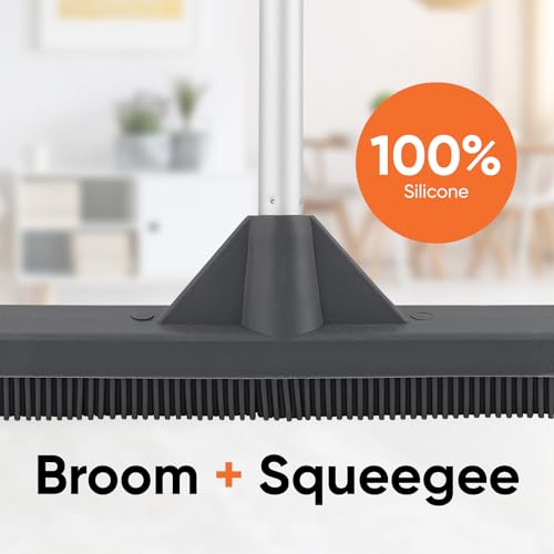 Silicone Window Washer Squeegee Broom, Per Hair Remover, Carpet Cleaning, Car Squeegee, 48" 3-Part Handle - size: Broom - 48" Handle