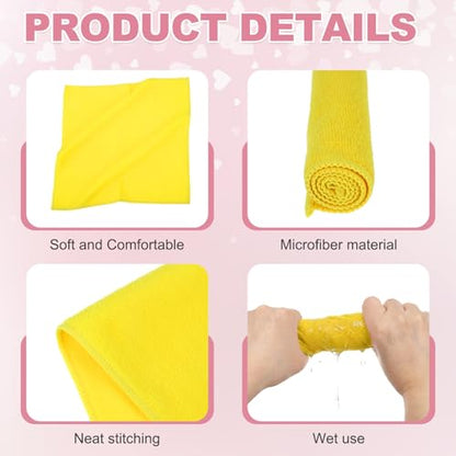uxcell 10 Pcs Microfiber Cleaning Cloth, Kitchen Towels Reusable Microfiber Towels Highly Absorbent for Household Cleaning Supplies, Kitchen, Bathroom, Yellow(Square), 11.8" X11.8 - color: Yellow