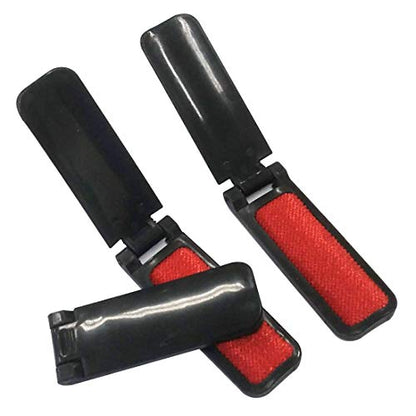 GARASANI 3 Pack Portable and Foldable Plastic Fold Clothing Dust Brush Pet Hair Remover Manual Sofa Bed Dry Cleaning Fabric Fluff Lint Cleaning Tool (Black) - color: Black