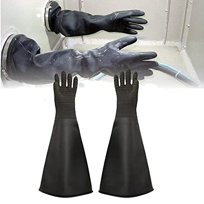 Heavy Duty Sandblasting Gloves Rubber Gloves for Sandblaster Protective Safety Work Black Striped Glove - color: Black