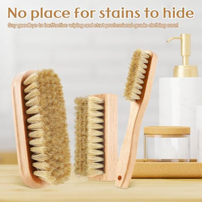 3 Pcs Wood Laundry Stain Brush Stain Remover Brushes with Boar Bristle Small Stain Brush for Clothes for Scrubbing Stains from Furniture Fabric Leather(3 Pcs E) - style: 3 Pcs E