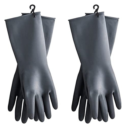 HOMSSEM Dishwashing Gloves with Hanging Hooks 2Pairs of Dish Gloves Latex Navy, Gray Rubber Gloves for Cleaning - color: Gray Medium_2pairs