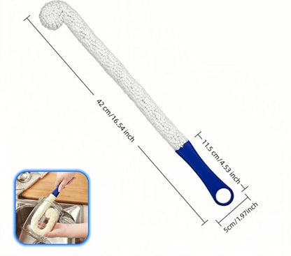 Long Bottle Brush Cleaner for Decanters & Water Bottles,16 Inch Flexible Foam Cleaning Wand for Vases, Wine Glasses, and Glassware - color: Blue