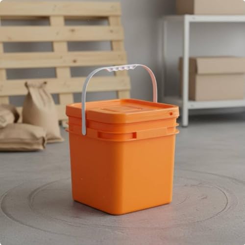 Qianly Square Bucket with Lid Versatile Use Square Bucket with Lid Fall Resistant Stackable Bin for Warehouse, Kitchen, Garage, White, 13L - color: White, size: 13L