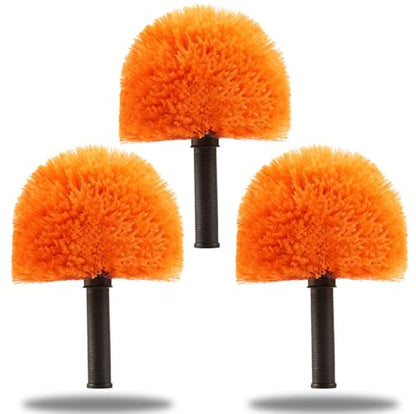 3 Pack Screw on Webster Cobweb Duster Head for Pole,Spider Web Remover Brush, Cobweb Duster Head Attachment,Fits Standard 3/4 inch Threaded Poles (3, Orange) - color: Orange