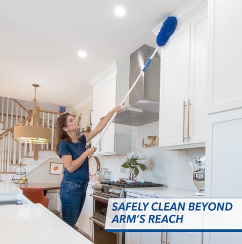 Unger Connect and Clean Dusting Kit with 4' Steel Pole, Features Microfiber Duster, Cobweb and Corner Duster and Wide Blind Duster, High-Access Dusting and Cleaning of Blinds, Windowsils, Cabinets