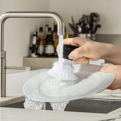 MR.SIGA Dish Scrub Brush, Palm Brush Dish Scrubber with Ergonomic Grip, Kitchen Brushes for Dishes, White, Pack of 2 - color: White