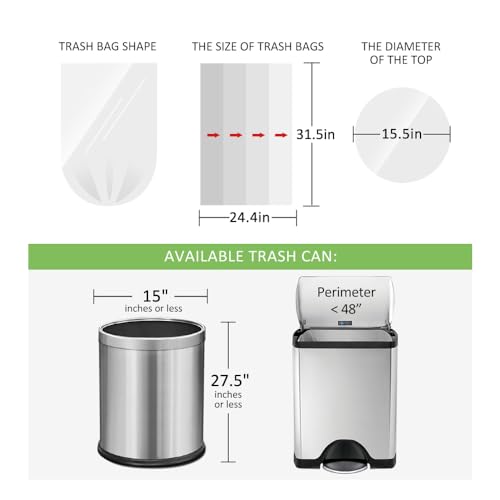 13 Gallon 100 Counts (fit 12-15 Gal) Strong Tall Kitchen Trash Bags Garbage Bags by RayPard, fit 50 Liter Waste Basket, Clear Trash Bags Can Liners for Home Office Bathroom Bedroom - style: 100-13 Gallon-Clear