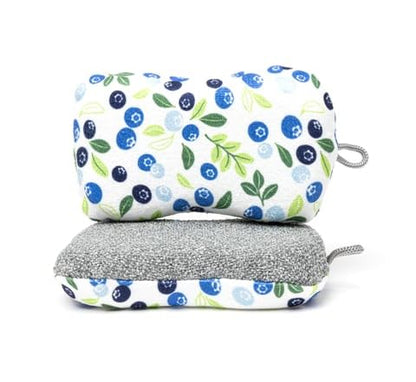 MÜkitchen Premium Microfiber Sponge Set for Dishes and Cleaning, 2 Pack, Printed (Blueberries) - color: Blueberries