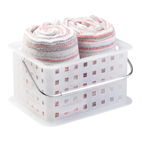 iDesign Small Shower Caddy, Clear Frost | With Handle, Portable, For Dorm or Bathroom - color: Clear Frost, style: Pack of 1