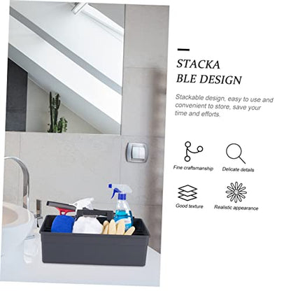 Happyyami Thick Plastic Cleaning Basket with Portable Handle Versatile Storage Organizer for Cleaning Tools and Supplies for Home and Office Use