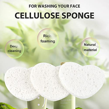 100-Count Compressed Facial Sponges for Estheticians Heart Shape Natural Cellulose Sponge Cosmetic Spa Sponges for Face Cleansing, Massage, Pore Exfoliating, Mask, Makeup Removal, White+Pink - color: 100- Pack White+pink