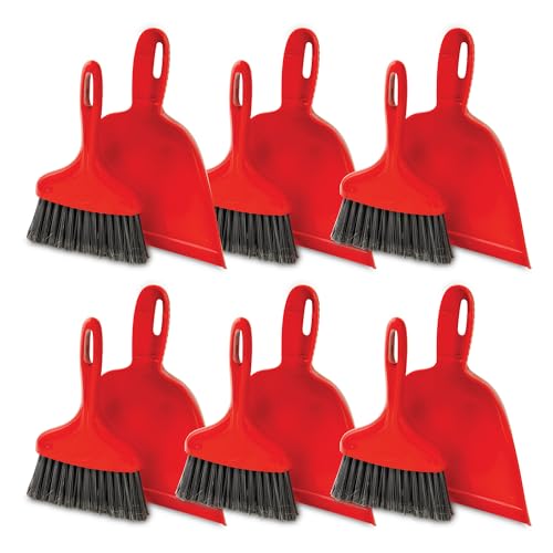 Libman Commercial 906 Dust Pan with Whisk Broom, Polypropylene, 10" Wide pan, Red (Pack of 6)