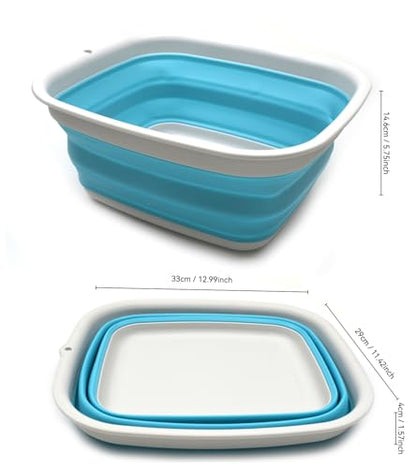 SAMMART 7.7L (2 Gallon) Collapsible Tub - Foldable Dish Tub - Portable Washing Basin - Space Saving Plastic Washtub (Bright Blue, S) - color: Bright Blue, size: Small