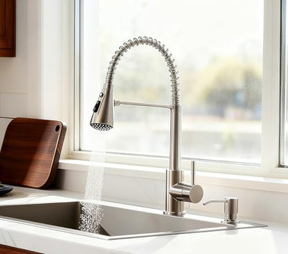 Sink Soap Dispenser Pump with 2 Sponge Holders, Curovtrp Soap Dispenser for Kitchen Sink Stainless Steel Pump Head (Plastic Built in) Refill from The Top, 12OZ Soap Bottle, Chrome - color: Chrome, size: Bottle